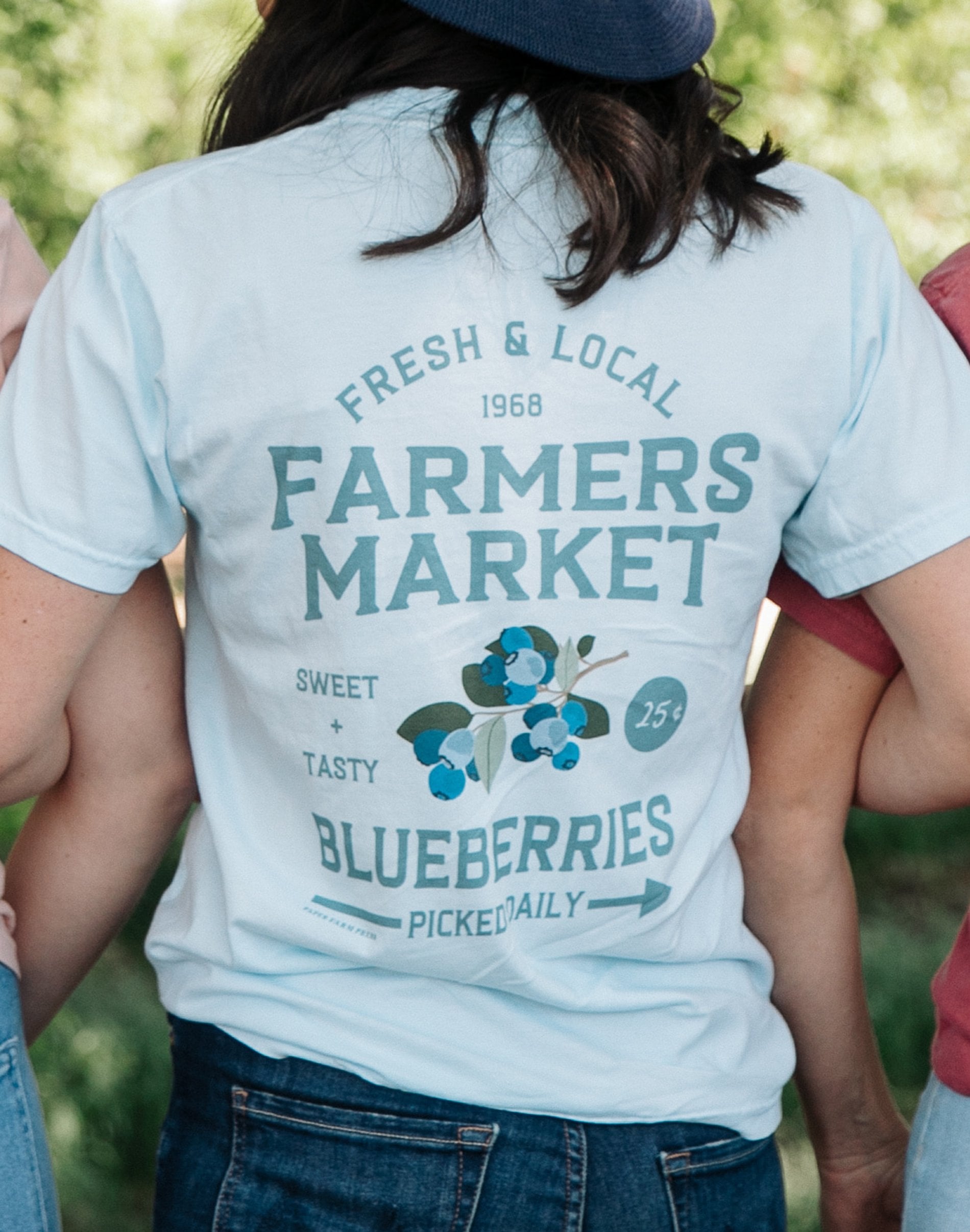 Blueberry Field Farmers Market Tee - Chambray - Paper Farm Press